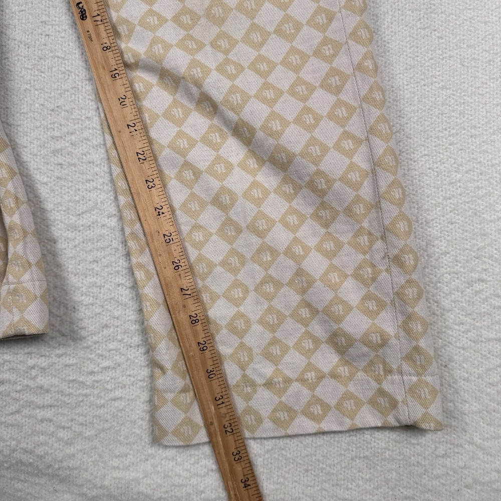 Nanushka Pants‎ Womens 32 Geometric Logo Print Linen Blend Straight With Turn Up - Picture 10 of 14